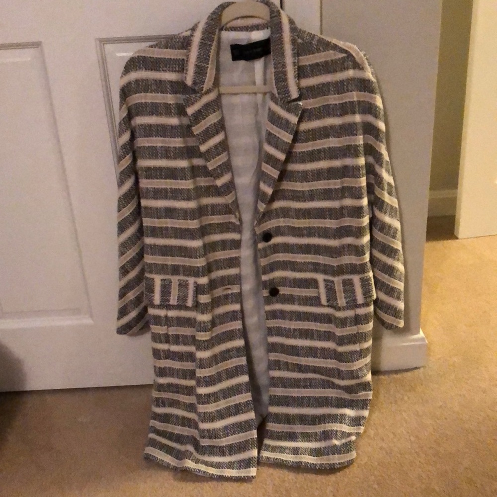 Zara jacket striped Black and Tan size medium